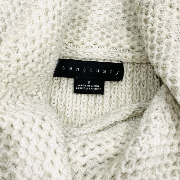 NWOT Sanctuary Oatmeal Grey Cowl Neck Waffle Knit Tunic Sweater - Picture 3 of 6